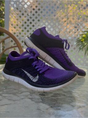 Nike Women’s Flyknit Running Sneakers - Purple/Black